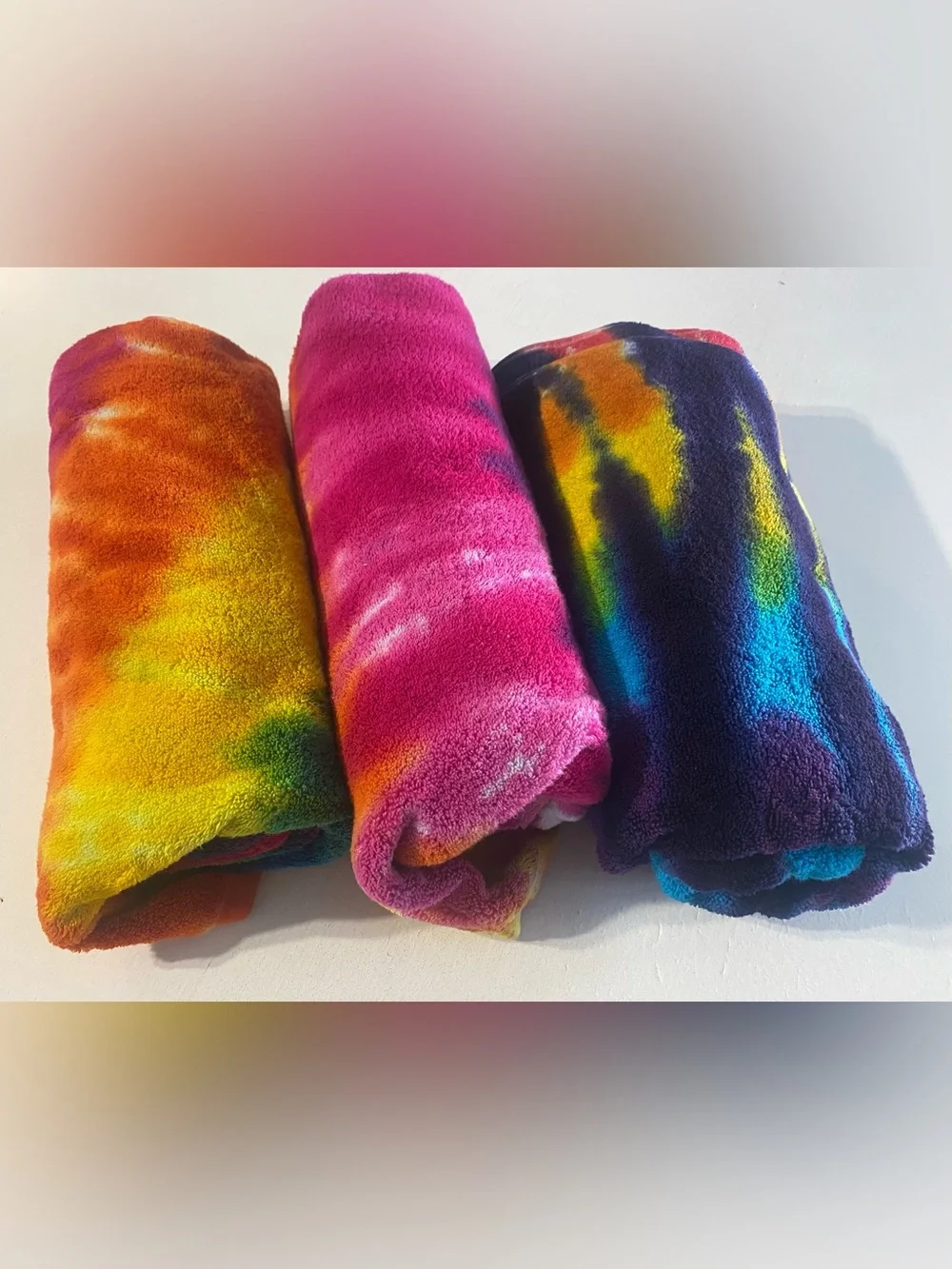 Vibrant Rainbow hand made Tie-Dye Beach Towel 100% cotton.
